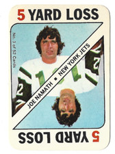 JOE NAMATH 1971 Topps Football Game Inserts # 3 Jets 5 Yard Loss Ex Plus - NM