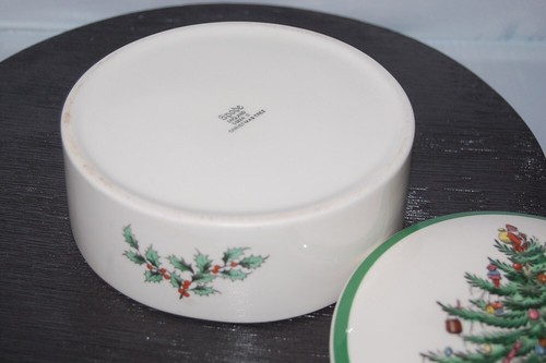 Dose mit Deckel Pralinenschale rund 12,5/5,5 cm Christmas Tree Spode Copeland - Bild 3 von 3