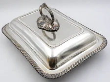 ANTIQUE MAPPIN & WEBB #W3443 SHEFFIELD UK SILVERPLATE RECTANGLE ENTREE SERVER