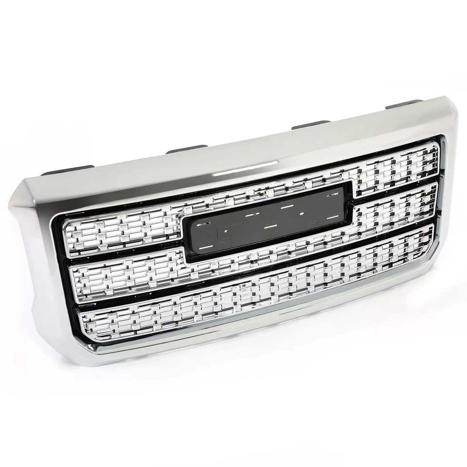 Chrome Front Grille ABS Grill W/ Snap For GMC Sierra 2500HD 3500HD 2015-2019 - Image 3 of 4