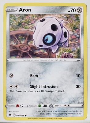 Aron 087/159 - NM / M - Crown Zenith Pokemon Card - sowsow Art