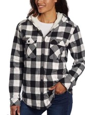 Boston Trader Womens Sherpa Lined Hooded Jacket Blue Pink White Plaid Small