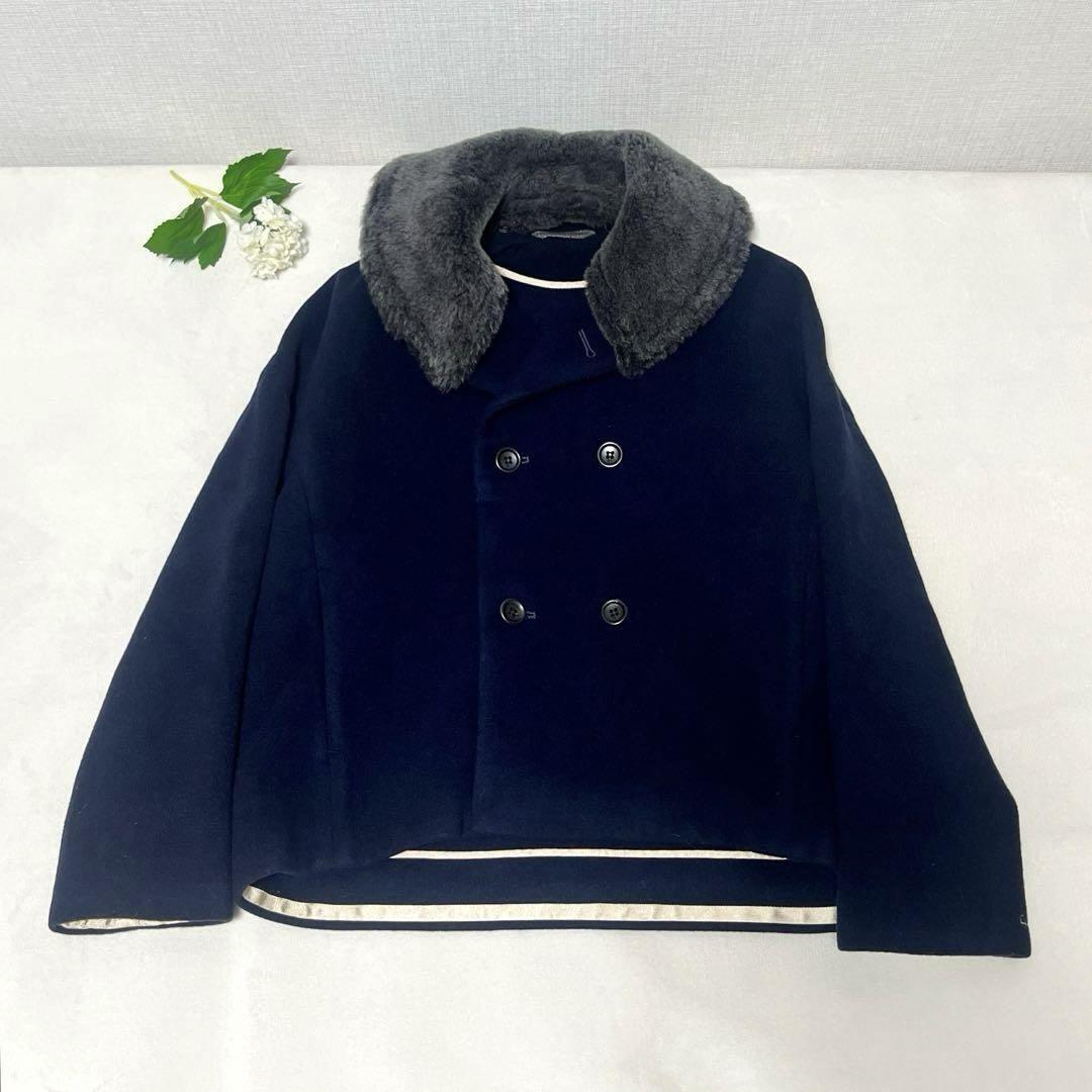 45R Melton P Wrap Jacket Shearling Collar Coat size XL 45R Melton P Wrap Jacket Shearling Collar Coat size XL