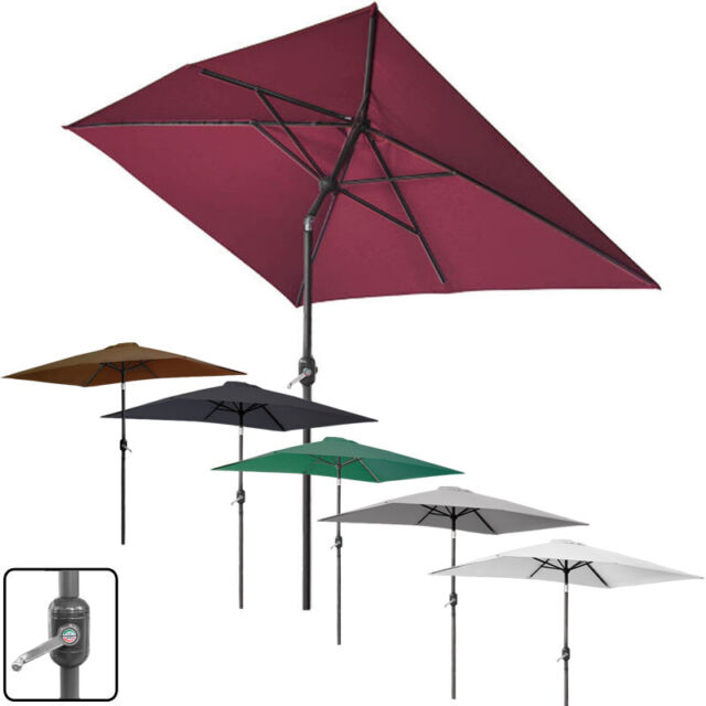 2x3m Rectangle Garden Parasol Umbrella Patio Sun Shade Aluminium Crank Tilt