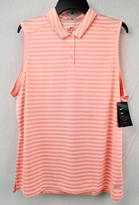 shirt golf peach polo nike collared sleeveless womens xxl dri stripe
