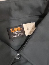 VTG DEAD STOCK 60s/70s LEE CHETOPA Twill Work Shirt 16L/16.5L GREEN Perman Press