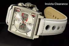 Invicta S1 Rally Men's 45mm White Dial Chronograph Quartz LeatherSS Watch