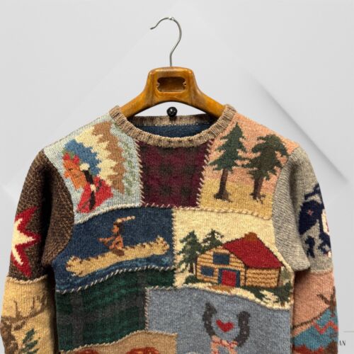 Polo Ralph Lauren S petit pull officiel patchwork western vacances RRL chef indien très bon état
