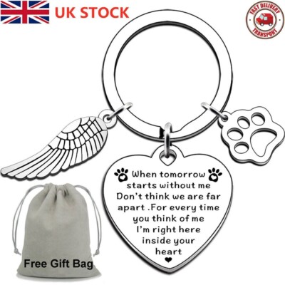 Haustier Memorial Schlüsselring Erinnerung Geschenk Hund Katze Verlust Sympathie Andenken Schlüsselanhänger UK