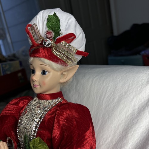 Christmas Peppermint Fairy Elf Shelf Sitter Doll Posable Tabletop Decor 23" - Picture 2 of 11