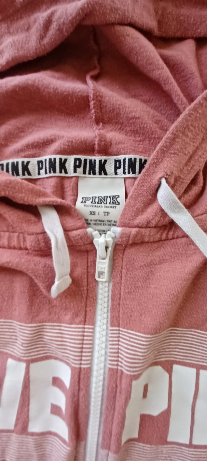 UNDERCOVER Felpa con cappuccio Victoria Secret ROSA XS "Love Pink" full zip Activewear Y2K tempo libero
