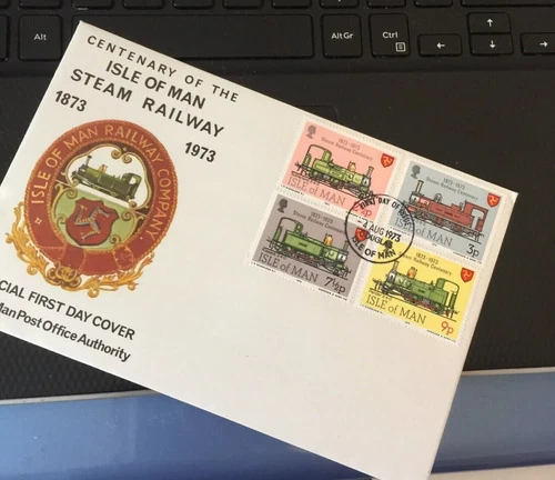 ISLE OF MAN FDC First Day Cover 1973 Steam Railway Centenary Unaddressed TRAINS