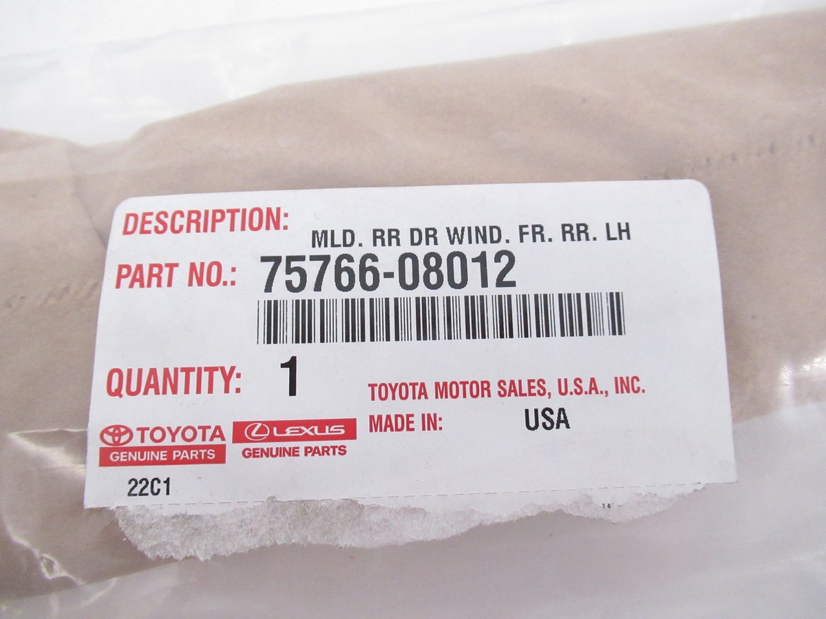 Genuine OEM Toyota 75766-08012 Driver LH Rear Applique Molding