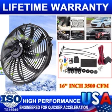 New 16" ELECTRIC RADIATOR COOLING FAN High 3500 CFM Wiring 12V AND MOUNTING KITS