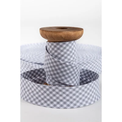 Westfalenstoffe Schrägband gefaltetes Einfassband BW Vichy Karo grau weiß 20mm