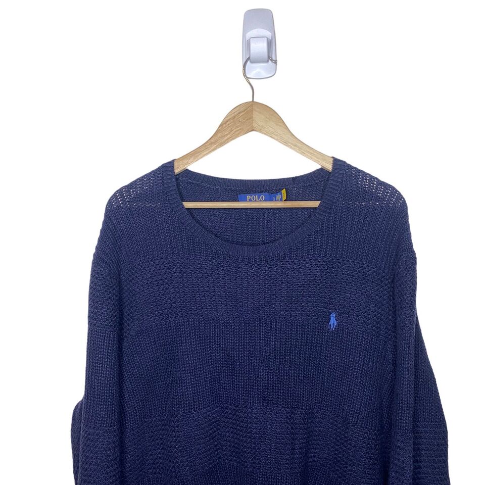 Polo Ralph Lauren 100% Cotton Fisherman Chunky Knitted Jumper Mens L ...