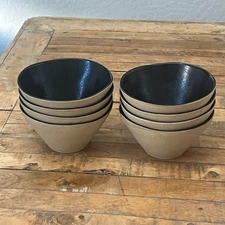 Crate & Barrel Ecogres Marin Black Recycled Cereal Bowls Set of 8