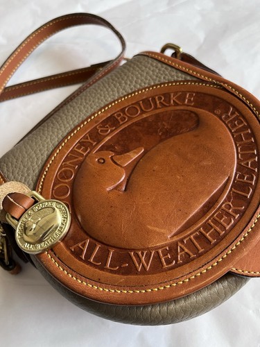 Dooney and Bourke Vintage Big Duck Crossbody Bag Taupe, British Tan Made In USA - Image 1