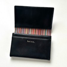 Paul Smith Authentic Leather Business Card Holder Card Case Multi-Stripe Black