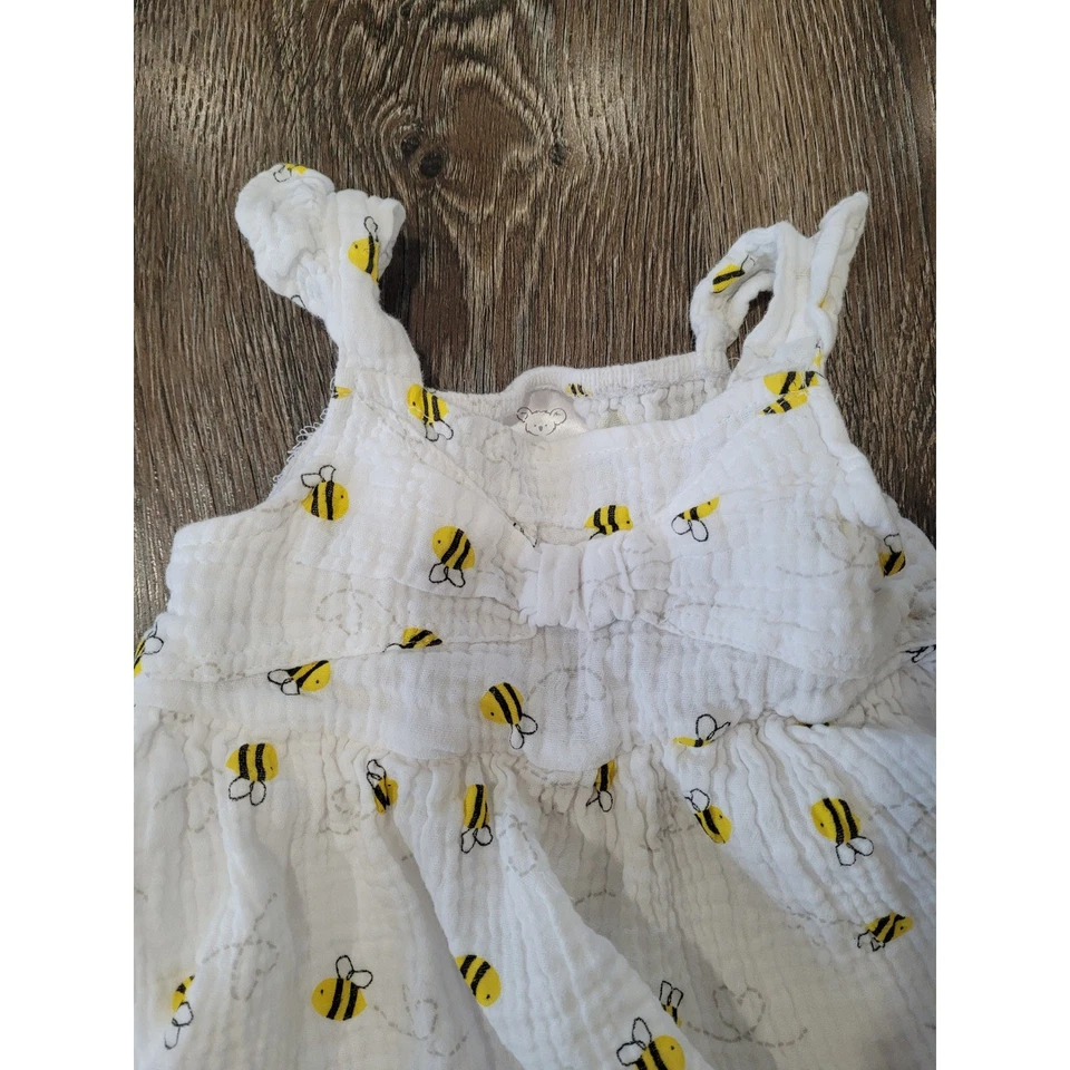 Vestido Koala Bebé Blanco Estampado de Abeja en Niveles Conjunto Florers Niñas Pequeñas 24M #5 Foto 3 de 4