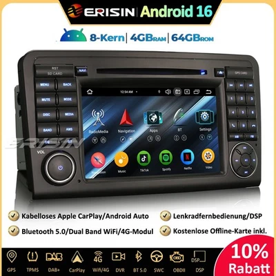 8-Kern DAB+Android 16 Autoradio Für Mercedes ML/GL Klasse W164 X164 CarPlay Navi - Bild 1 von 4