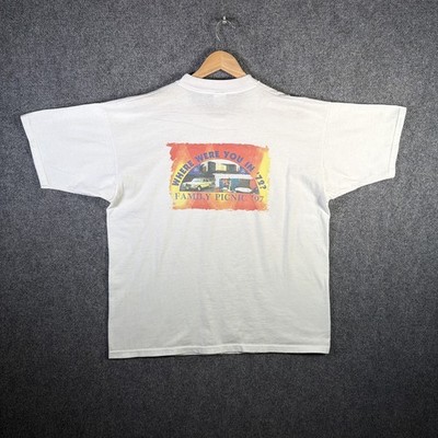 Vintage Mercedes Benz Shirt Mens XL White 90s Family Picnic Vehicle Rare Luxury
