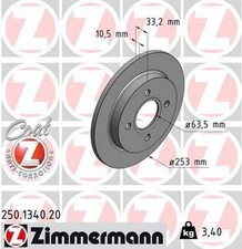 2x ZIMMERMANN Coat Z Bremsscheiben Hinten für FORD FOCUS (DAW, DBW) 253mm