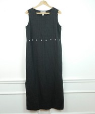 Vintage 90s Black Linen Maxi Dress Small Quirky Button Whimsigoth Minimal Boho