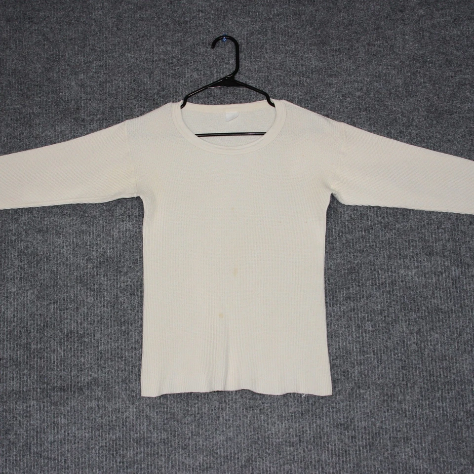 Camisa térmica XL juvenil manga larga crema tejido gofre cuello redondo top Y2K grunge Foto 2 de 4