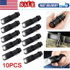 10Pcs Tactical LED Flashlight Military Grade Torch Small Ultra Bright Light Lamp