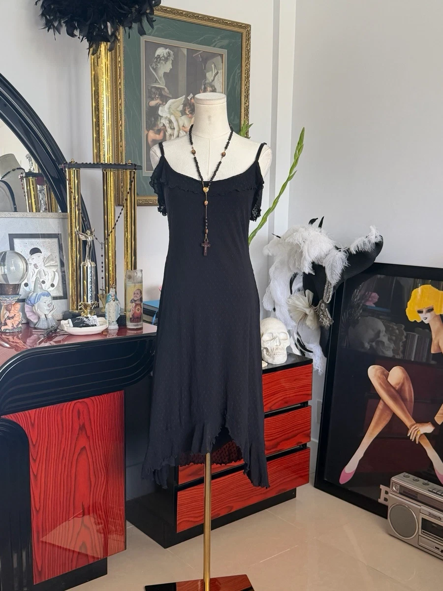 betsey johnson dresses Black Sequin Ruffle Mini Size XS Women's Dress Dechoes Resale 95% polyester Betsey Johnson 100% Silk 2000's
