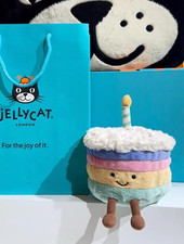 Jellycat Amuseables Rainbow Birthday Cake Plush Doll Gift Tags + Dust Bag 26CM
