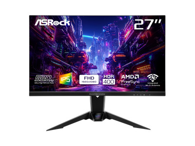 ASRock Phantom Gaming 27'' 520 Hz IPS FHD Gaming Monitor FreeSync Premium (AMD
