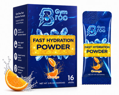 Gym Broo Fast Hydration Powder Orange Electrolyte Drink Mix 16 Sticks