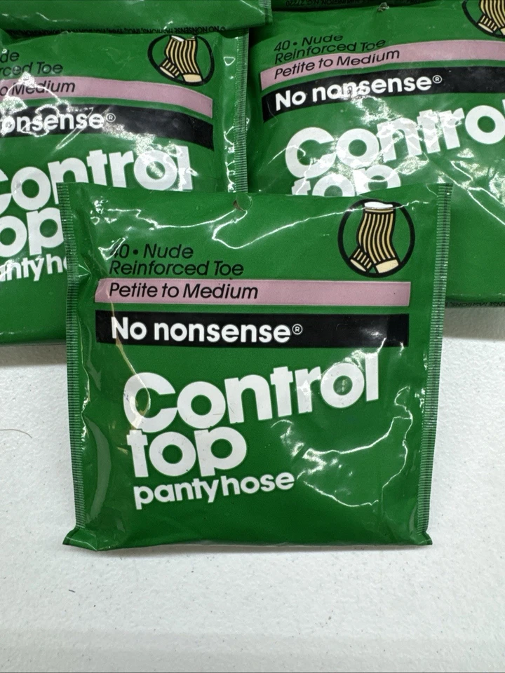 5 x VTG 80s No Nonsense Pantyhose Control Top Size Petite To Med TAN SANDALFOOT - Image 2 of 2