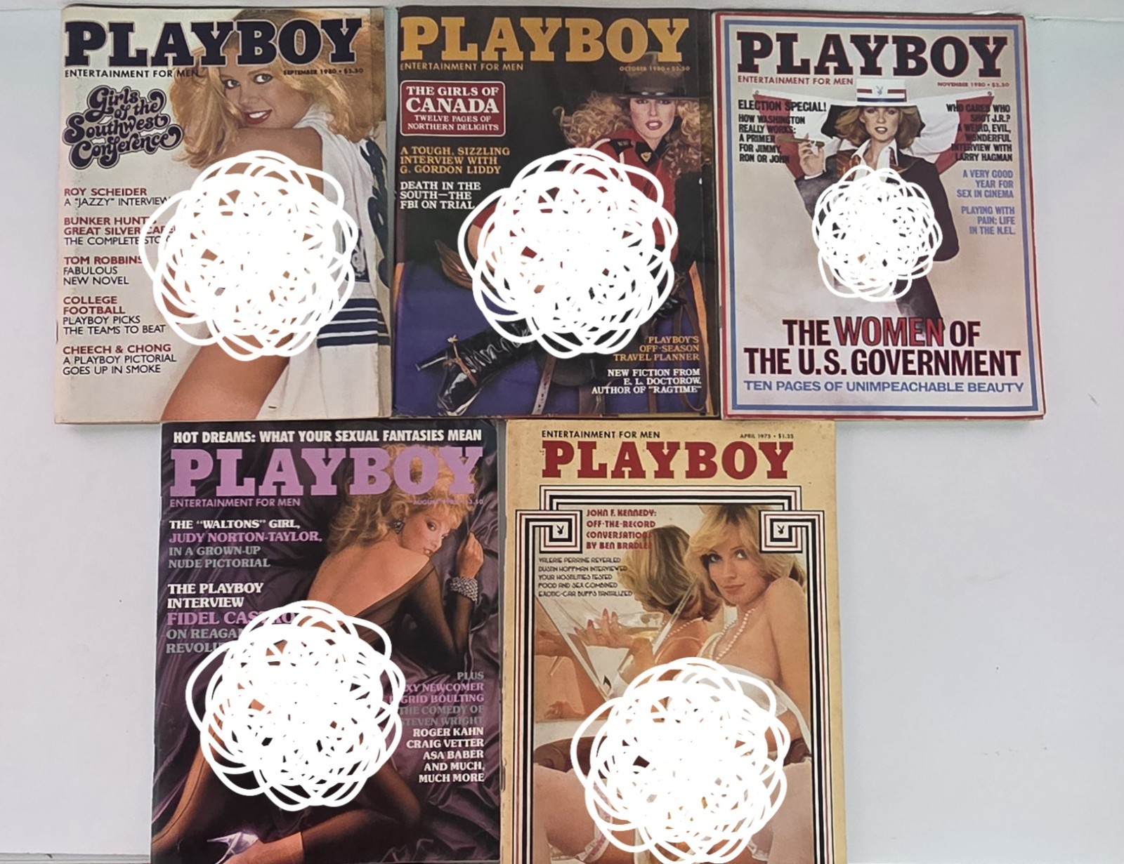 Vintage Playboy Magazine 1975, 1980, 1985 Random Mix, Lot Of 5