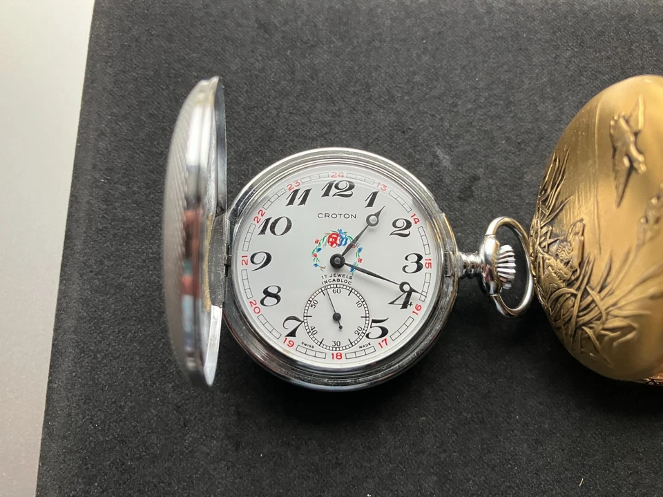 Lote de relojes de bolsillo suizos 17 joyas, Majestime & Croton Foto 2 de 4