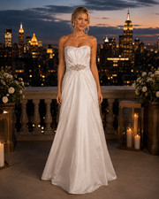 Dreams Collection Wedding Dress Ball Gown 10 Ivory Satin Corset Bling Belt NWT