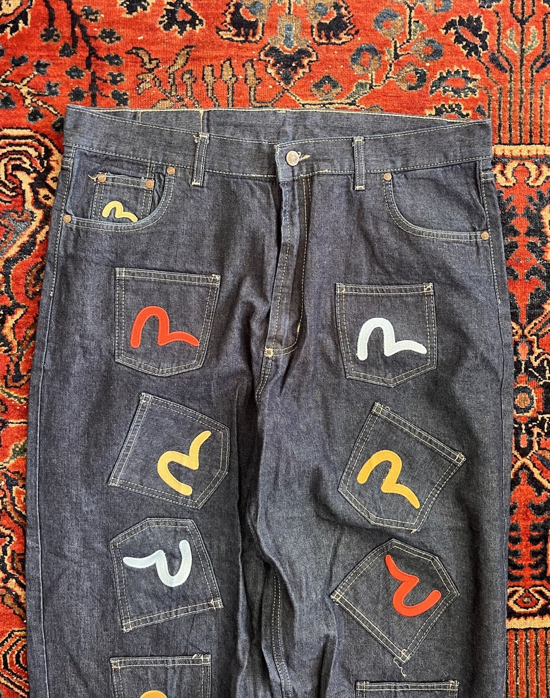 RARE Vintage Evisu Multi Pocket Patchwork Jeans B… - image 8