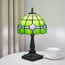 Vintage Green Tiffany Style Stained Glass Table Lamp European Night Light Decor