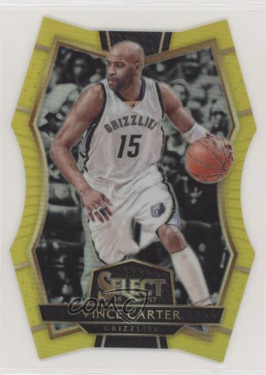 2016-17 Panini Select Premier Level Neon Yellow Prizm 63/75 Vince Carter HOF 7y2