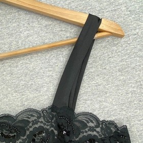 Vintage Lucie Ann II Chemise Womens 34 Black Lace Camisole Lingerie Slip Top USA