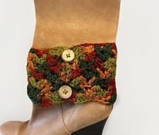 BUTTON Design Crochet Handmade Boot CUFF Socks Toppers Cuffs NEW Multicolor
