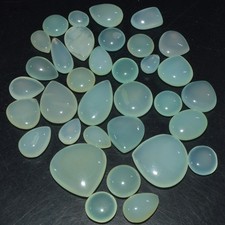 34 Pcs 276Cts Natural Green Chalcedony Cabochon Gemstone Lot 20x20 9x5mm 3589