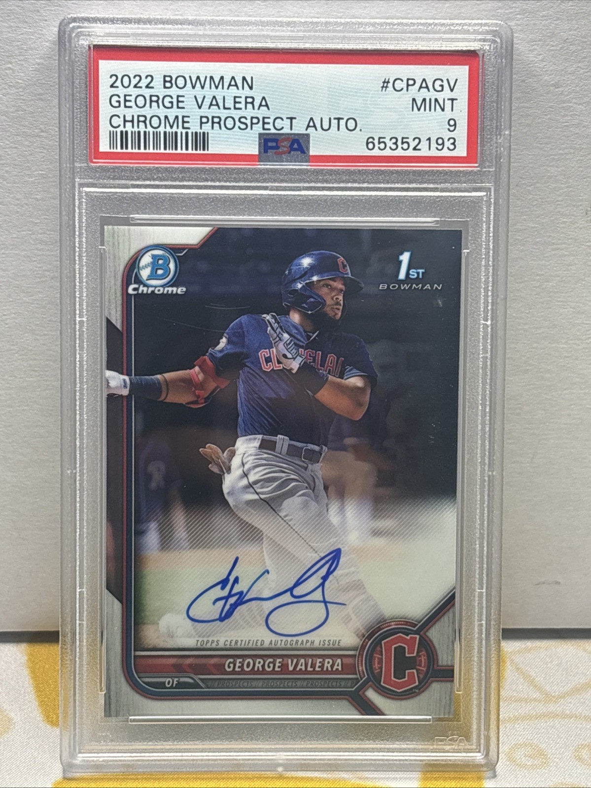 2022 Bowman Chrome George Valera 1st Prospect Auto #CPA-GV PSA 9 MINT Guardians