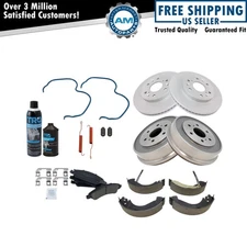 Ceramic Brake Pad Shoe Coated Rotor & Drum Kit with Hardware w/Chemicals