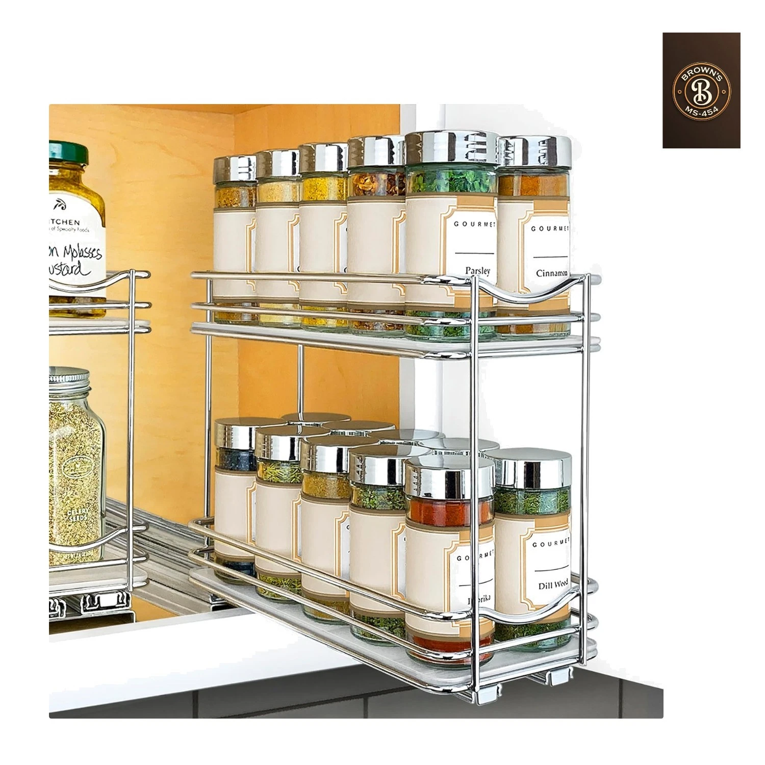 Pull Out Spice Organization for Cabinets - 4-3/8 inch Wide – Spice Rack for I...