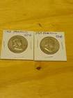 Lot of 2 US MINT P Ben Franklin Silver Half Dollars, 1952 And 1963, 90% Silver