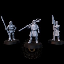 Medieval Peasants at Rest X3: 28mm Wargame and Diorama Miniatures