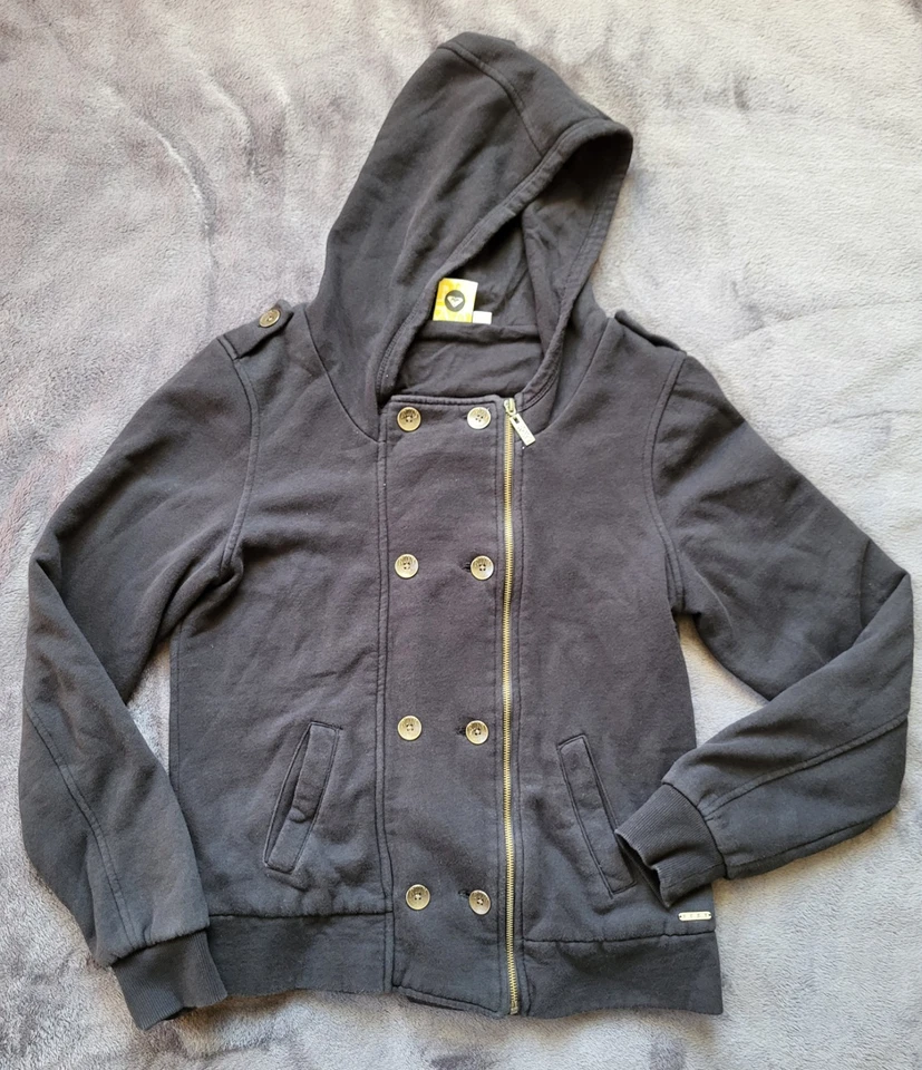 Roxy Sudadera con Capucha Negra Estilo Punk o Moto Doble Pecho Cremallera Sudadera Y2k Gótico Foto 4 de 4